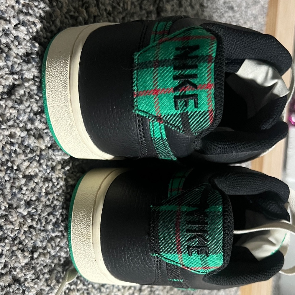 Nike Black Sneakers with Green Plaid
